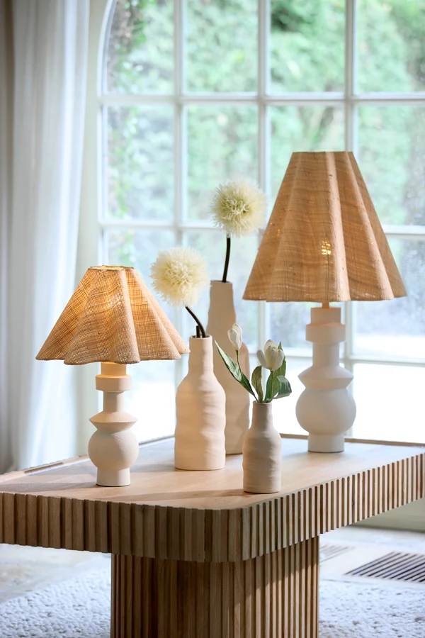 Shade round wave 40-15-36 cm BEZAHA raffia natural