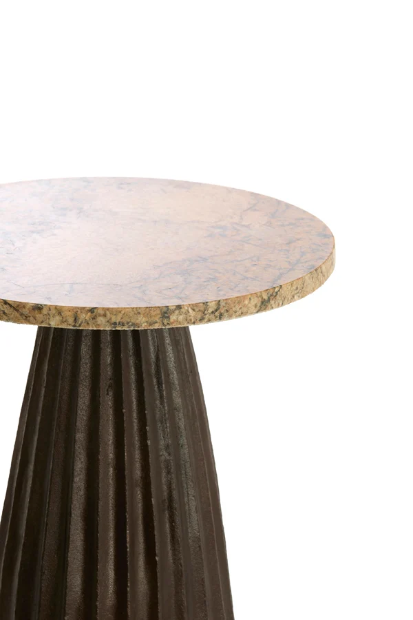 Side table 45x58,5 cm OBIDOS orange-grey marble+d brown