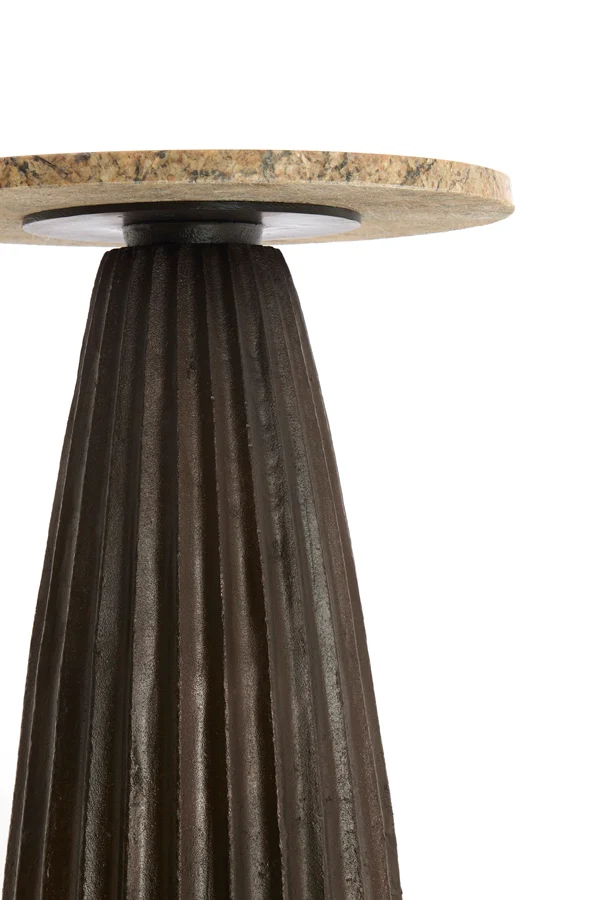 Side table 45x58,5 cm OBIDOS orange-grey marble+d brown