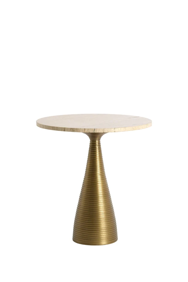 Side table 45x47 cm BAHIA sand travertine+antique bronze