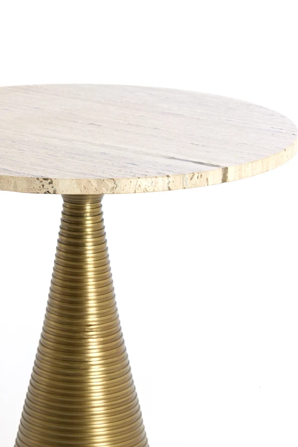 Side table 45x47 cm BAHIA sand travertine+antique bronze