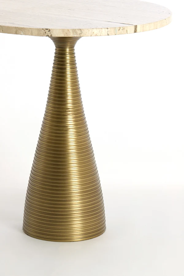 Side table 45x47 cm BAHIA sand travertine+antique bronze