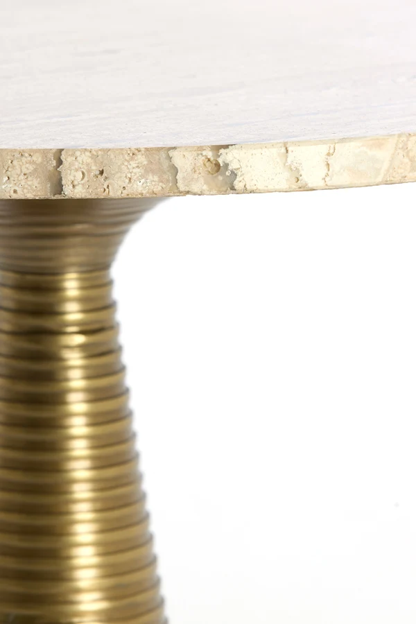 Side table 45x47 cm BAHIA sand travertine+antique bronze