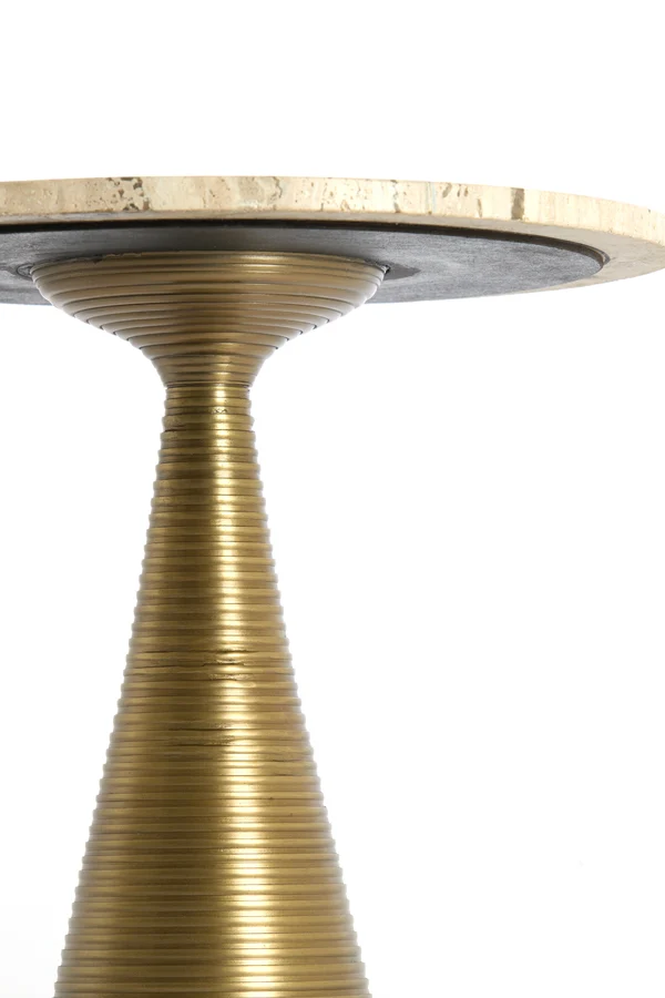 Side table 45x47 cm BAHIA sand travertine+antique bronze