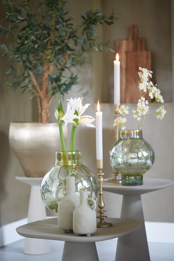 Side table 45x45x59 cm ABALA matt cream