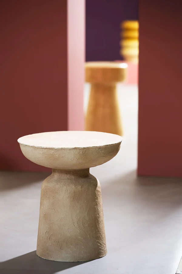 Side table 38x42 cm BENISSA papier mâché beige