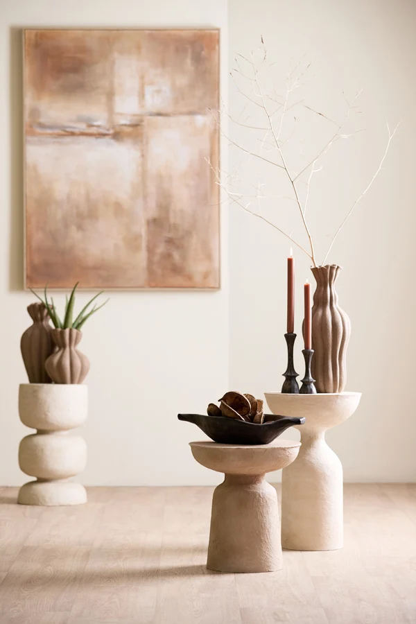 Side table 38x42 cm BENISSA papier mâché beige