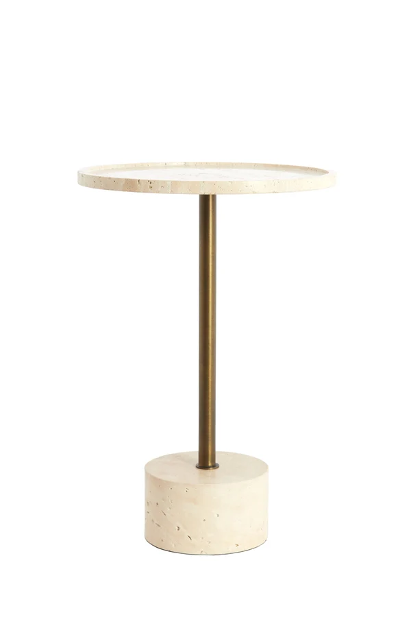 Side table 37x49 cm CIVITA travertine sand+dark brwn-bronze