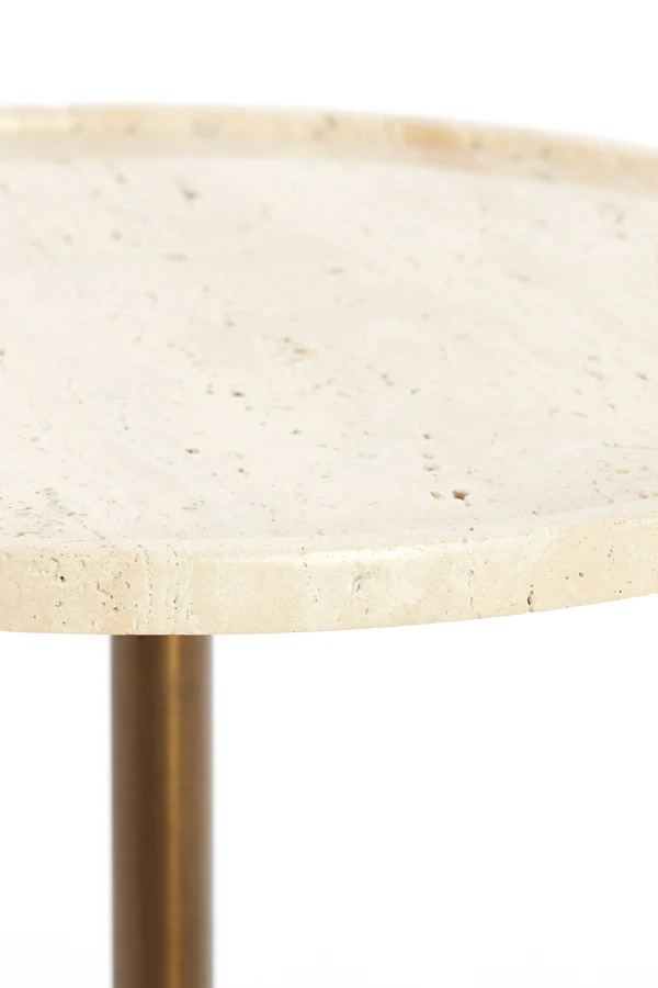 Side table 37x49 cm CIVITA travertine sand+dark brwn-bronze