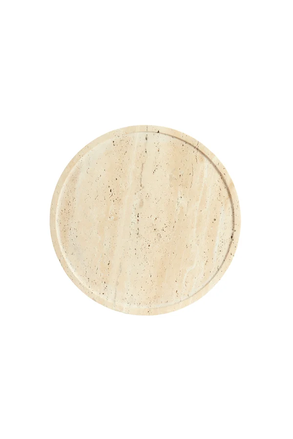 Side table 37x49 cm CIVITA travertine sand+dark brwn-bronze