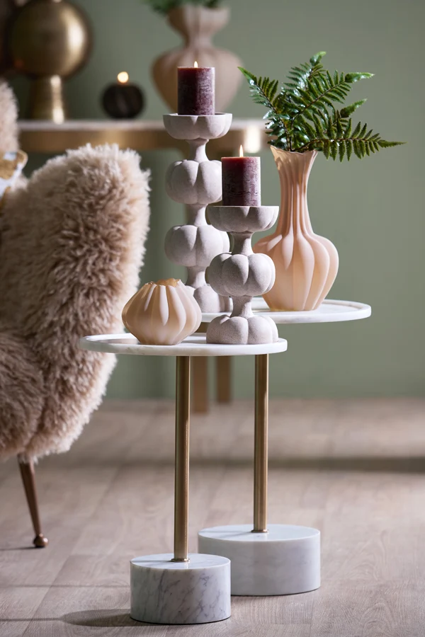 Side table 37x49 cm CIVITA marble white+antique bronze