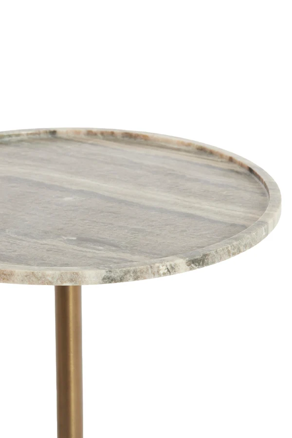 Side table 37x49 cm CIVITA marble sand-grey+drk bronz-bronz