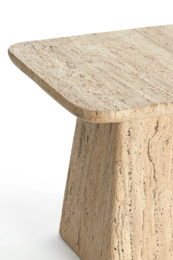Side table 45x45x42 cm KEPAMI travertine sand