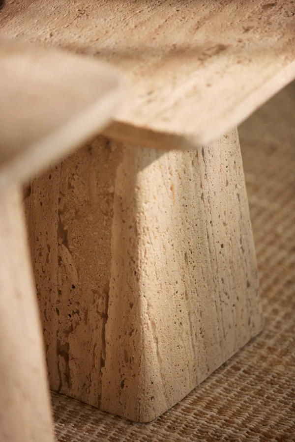 Side table 45x45x42 cm KEPAMI travertine sand
