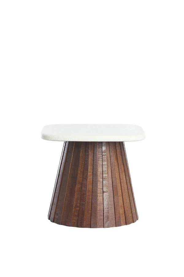 Side table 45x45x40 cm OKATO cream+wood brown
