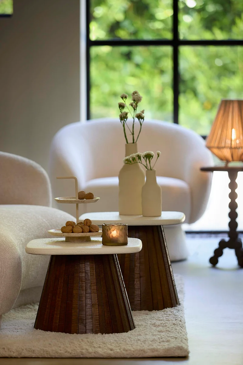 Side table 45x45x40 cm OKATO cream+wood brown