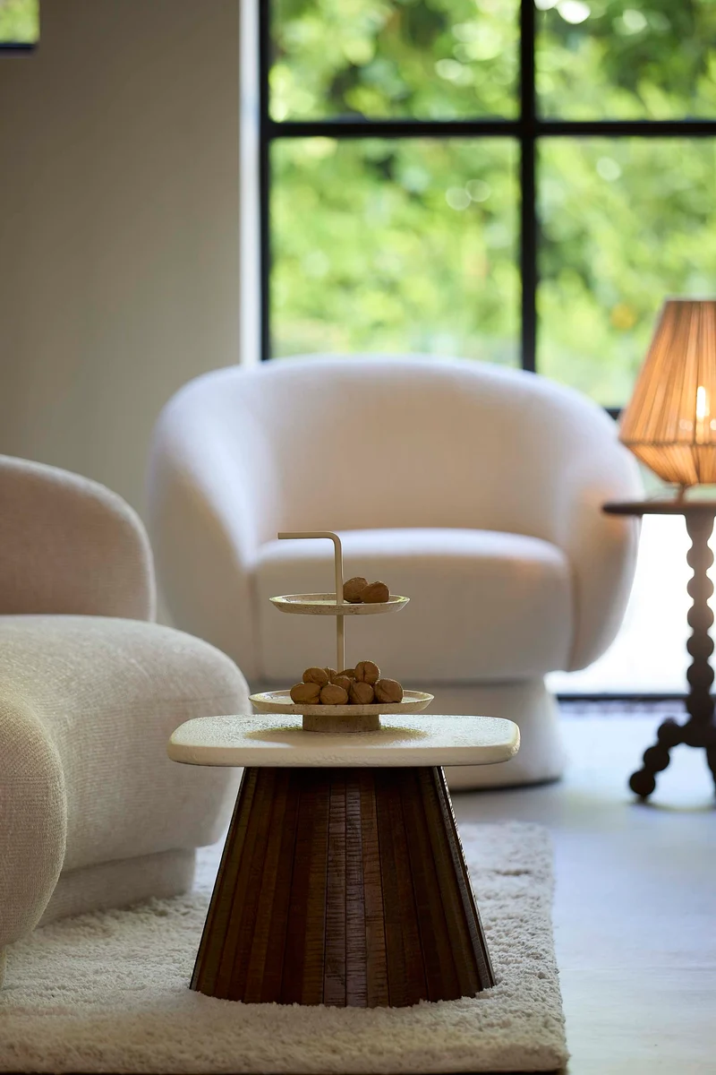 Side table 45x45x35 cm OKATO cream+wood brown