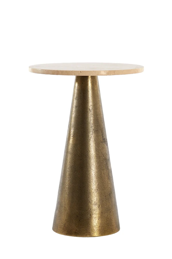 Side table 36x51 cm YNEZ travertine sand+antique bronze