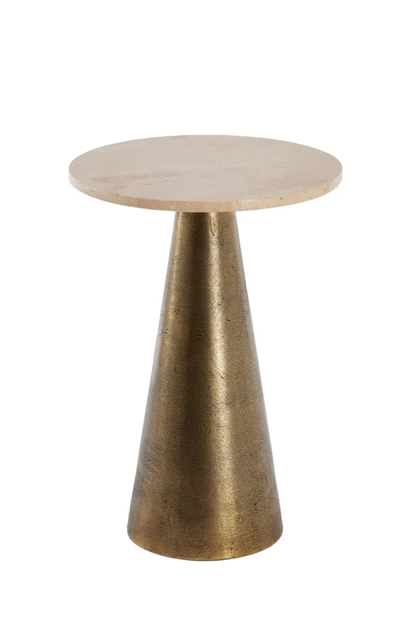 Side table 36x51 cm YNEZ travertine sand+antique bronze