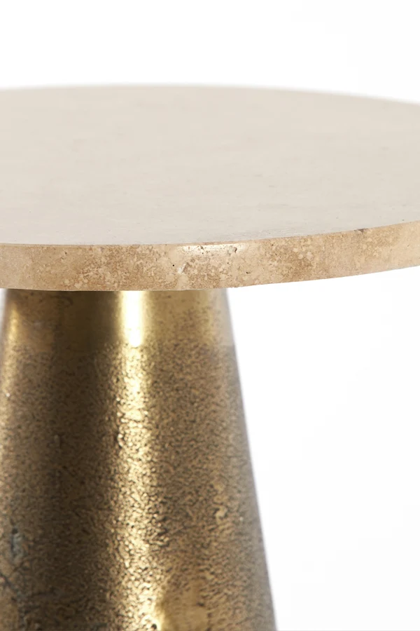 Side table 36x51 cm YNEZ travertine sand+antique bronze