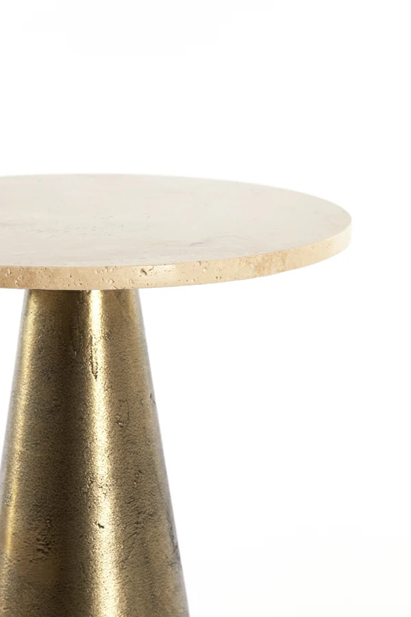 Side table 36x51 cm YNEZ travertine sand+antique bronze