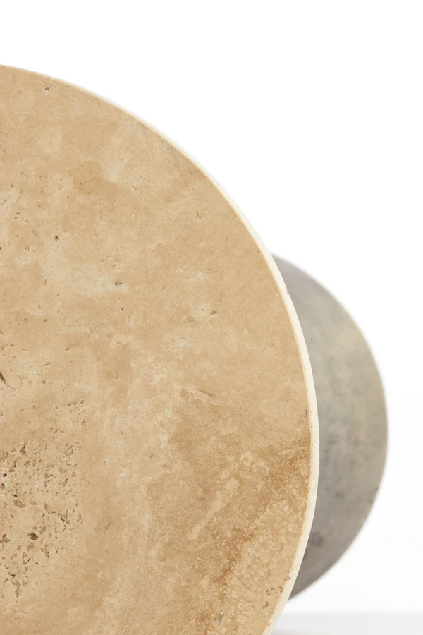 Side table 36x51 cm YNEZ travertine sand+antique bronze
