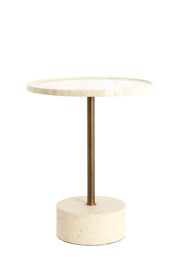 Side table 41x53 cm CIVITA travertine sand+dark brwn-bronze