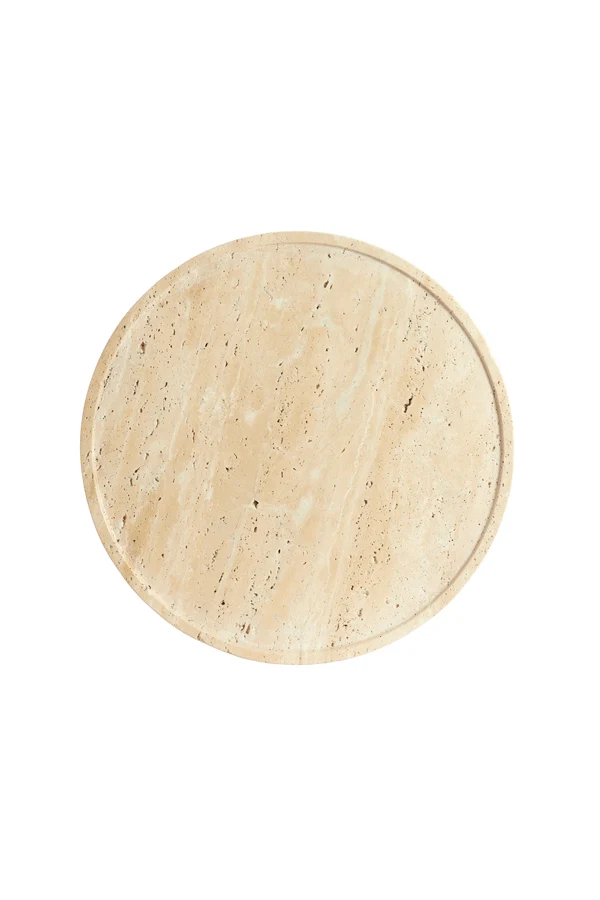 Side table 41x53 cm CIVITA travertine sand+dark brwn-bronze