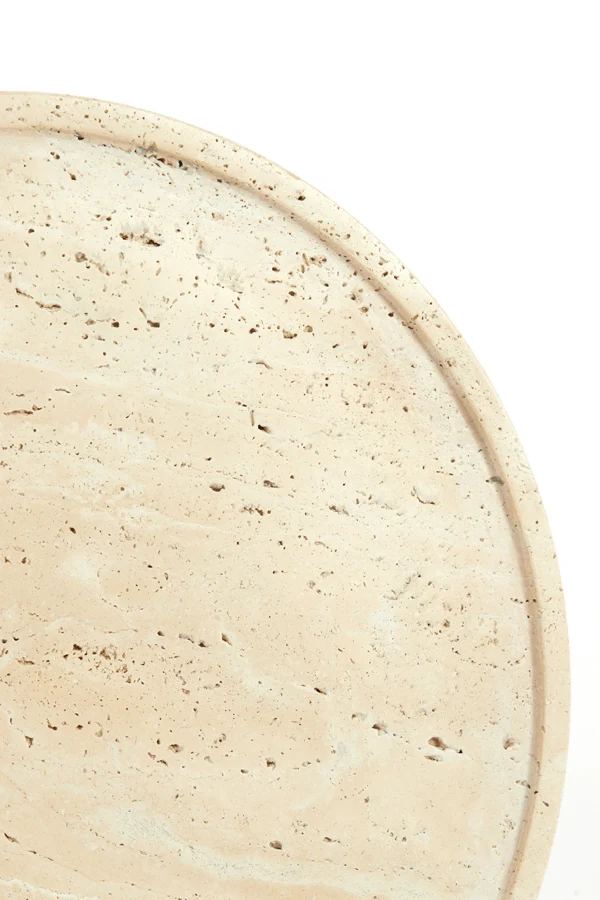 Side table 41x53 cm CIVITA travertine sand+dark brwn-bronze