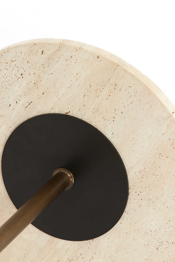 Side table 41x53 cm CIVITA travertine sand+dark brwn-bronze