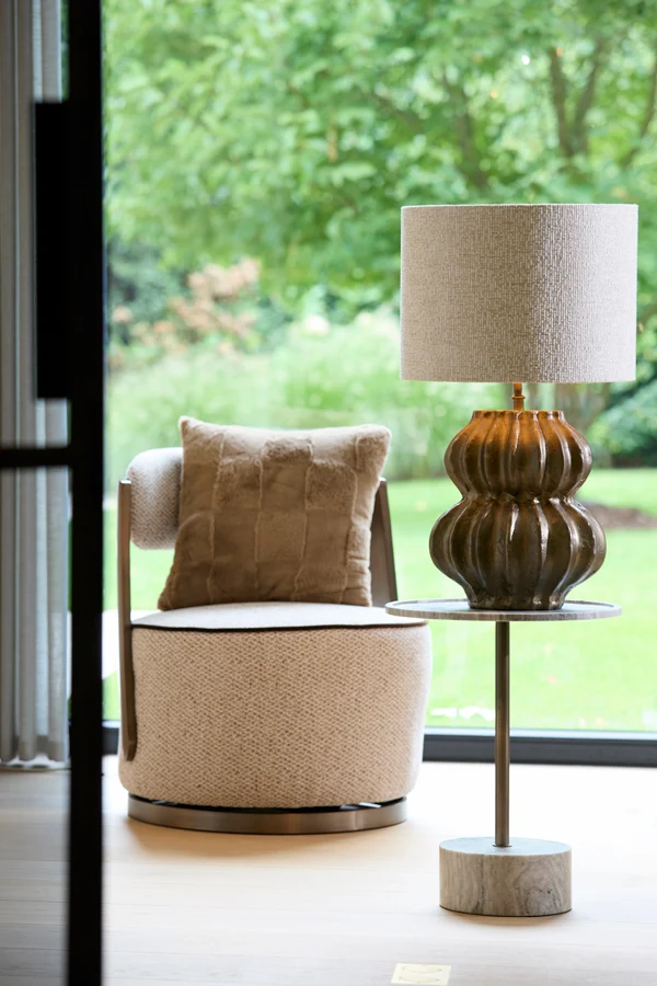 Side table 41x53 cm CIVITA marble sand-grey+drk bronz-bronz