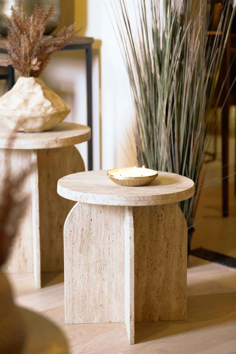 Side table 41x48 cm OTINIA travertine sand