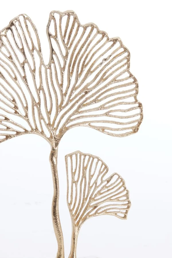 Ornament on base 36x10x48 cm LEAF gold+marble white