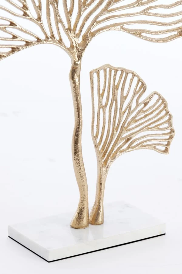 Ornament on base 36x10x48 cm LEAF gold+marble white