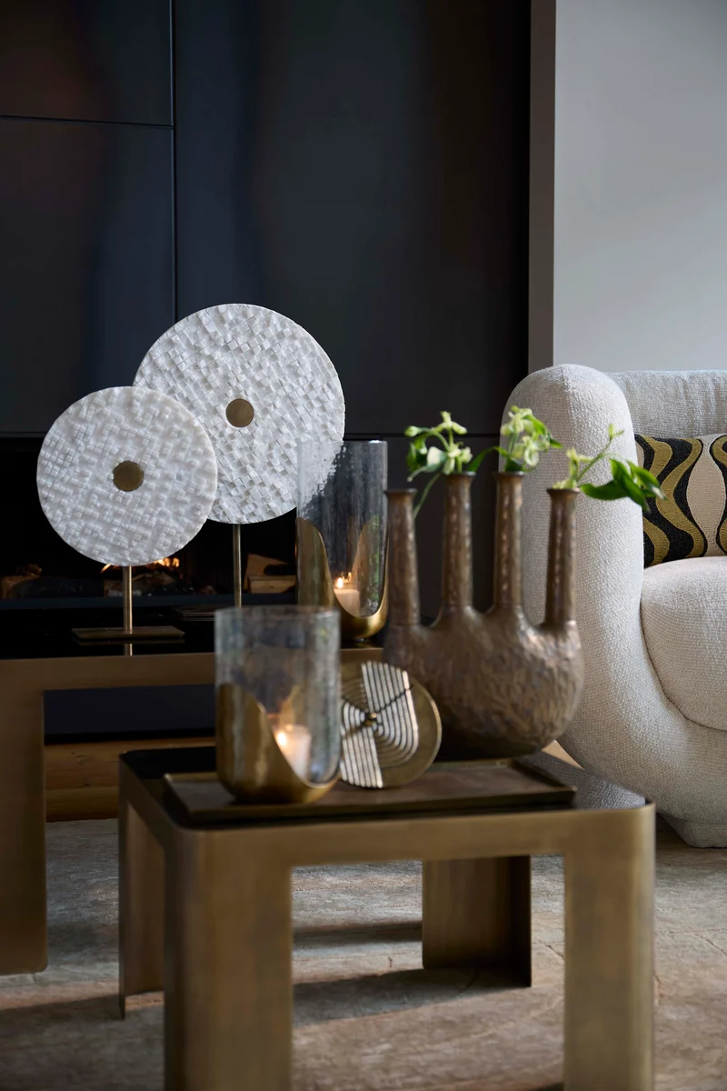Ornament on base 35x12x50 cm YVO marble white+antique bronze