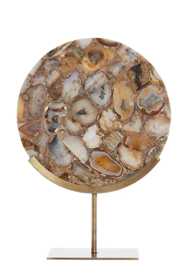 Ornament on base 35x12x50 cm GOUYA yellow agate+antiq bronz