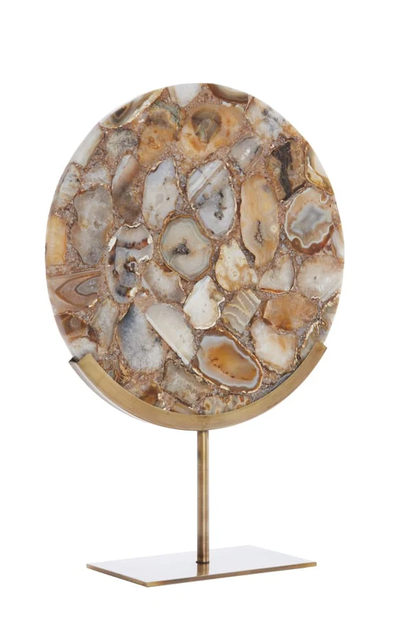 Ornament on base 35x12x50 cm GOUYA yellow agate+antiq bronz