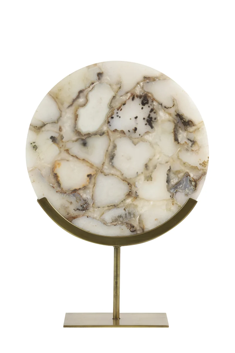 Ornament on base 35x12x50 cm GOUYA white agate+antiq bronze