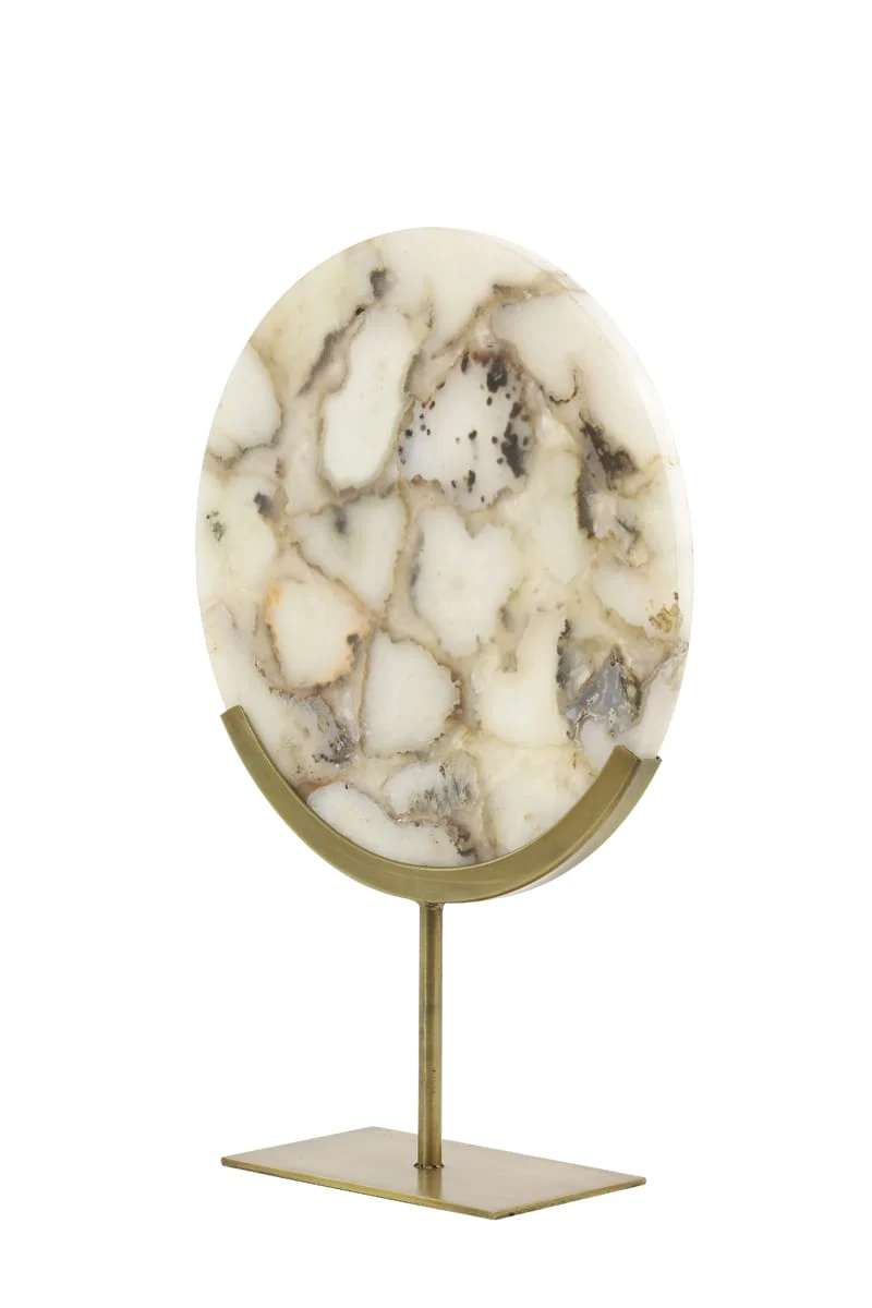Ornament on base 35x12x50 cm GOUYA white agate+antiq bronze