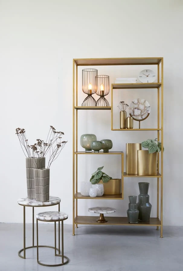 Ornament on base 35x12x50 cm GOUYA white agate+antiq bronze