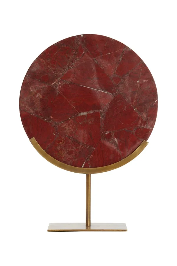 Ornament on base 35x12x50 cm GOUYA red agate+antique bronze