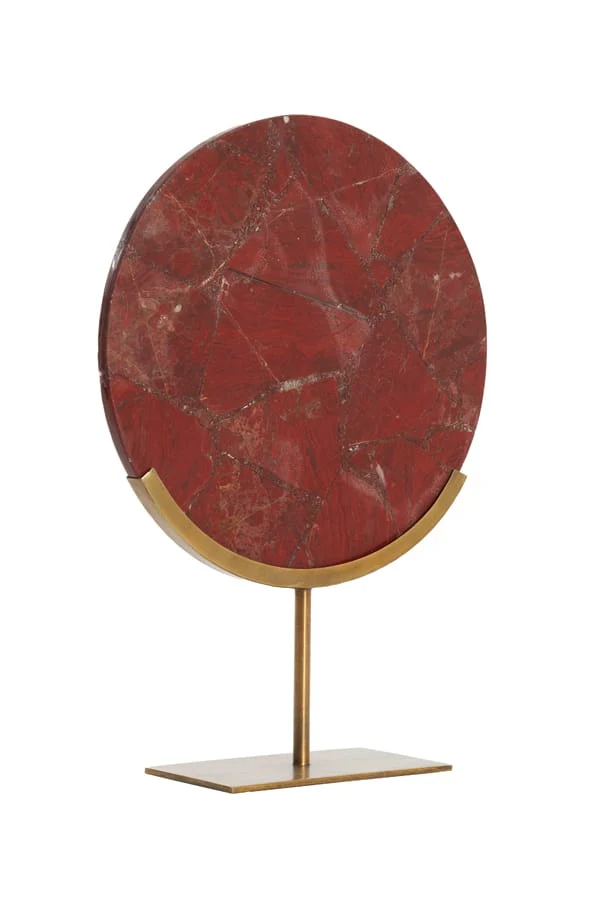 Ornament on base 35x12x50 cm GOUYA red agate+antique bronze