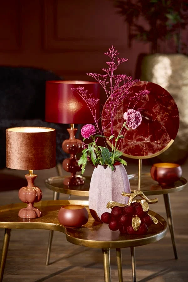 Ornament on base 35x12x50 cm GOUYA red agate+antique bronze