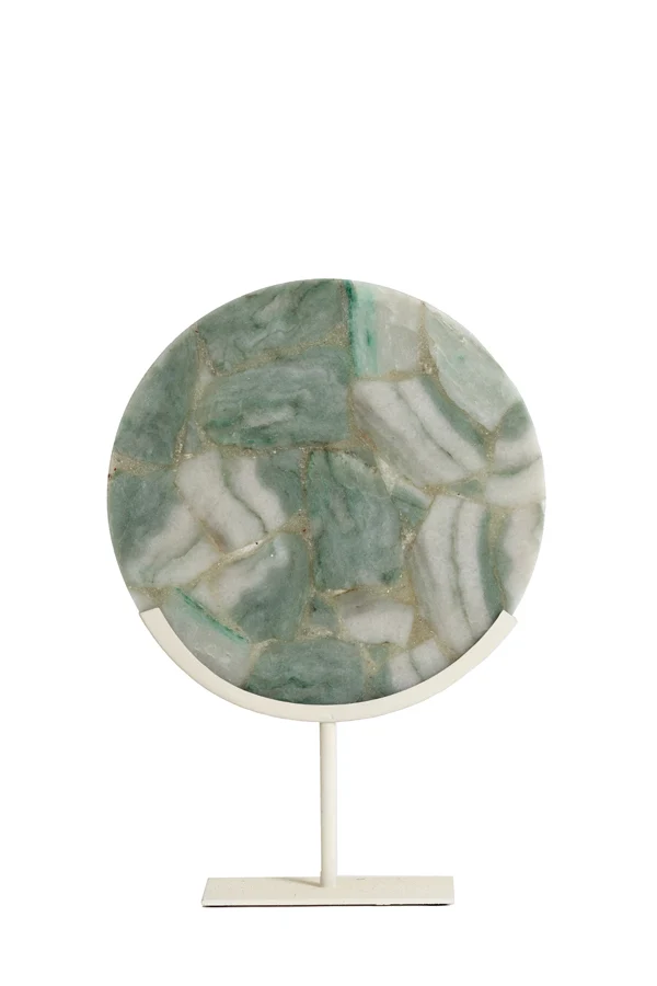 Ornament on base 35x12x50 cm GOUYA green agate+cream
