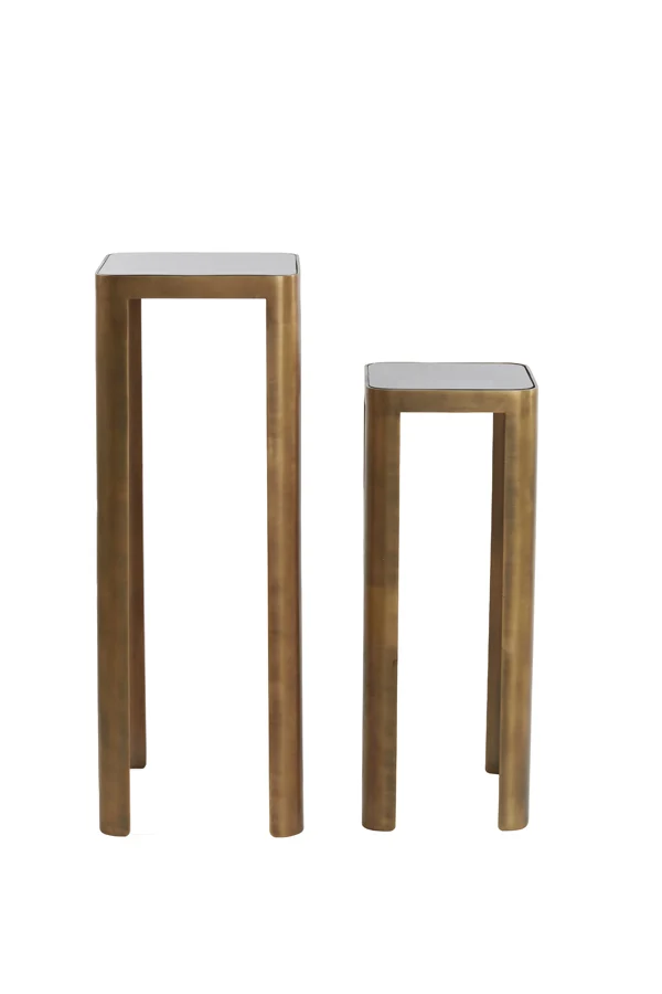 Pillar S/2 30x30x80+35x35x100 cm OXE ant bronze+smoked glass