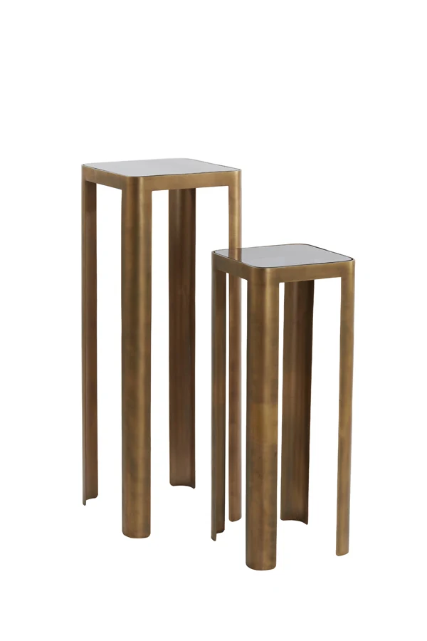 Pillar S/2 30x30x80+35x35x100 cm OXE ant bronze+smoked glass