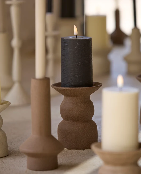 Pillar candle LED 7,5x12,5 cm LUMAIRE black