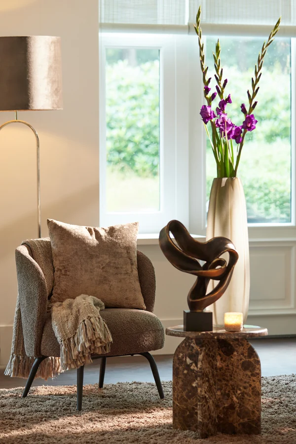 Side table 41x48 cm OTINIA marble dark brown