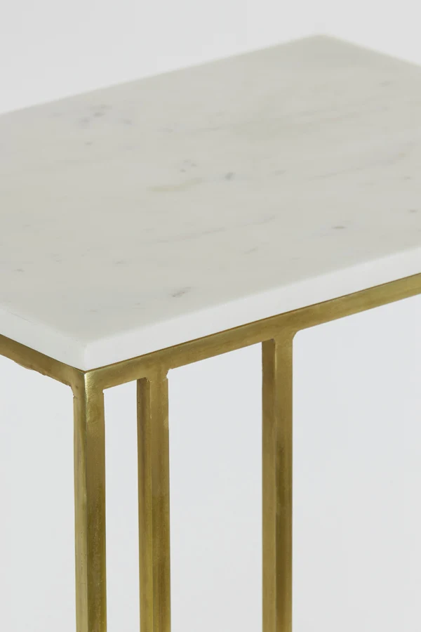 Side table 41x31x66 cm ROSHAN white marble+antique bronze