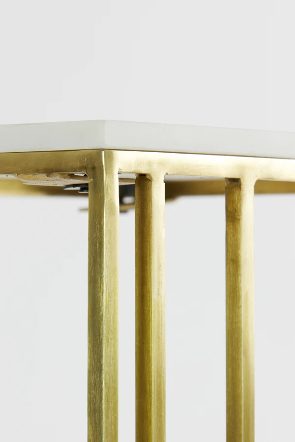 Side table 41x31x66 cm ROSHAN white marble+antique bronze